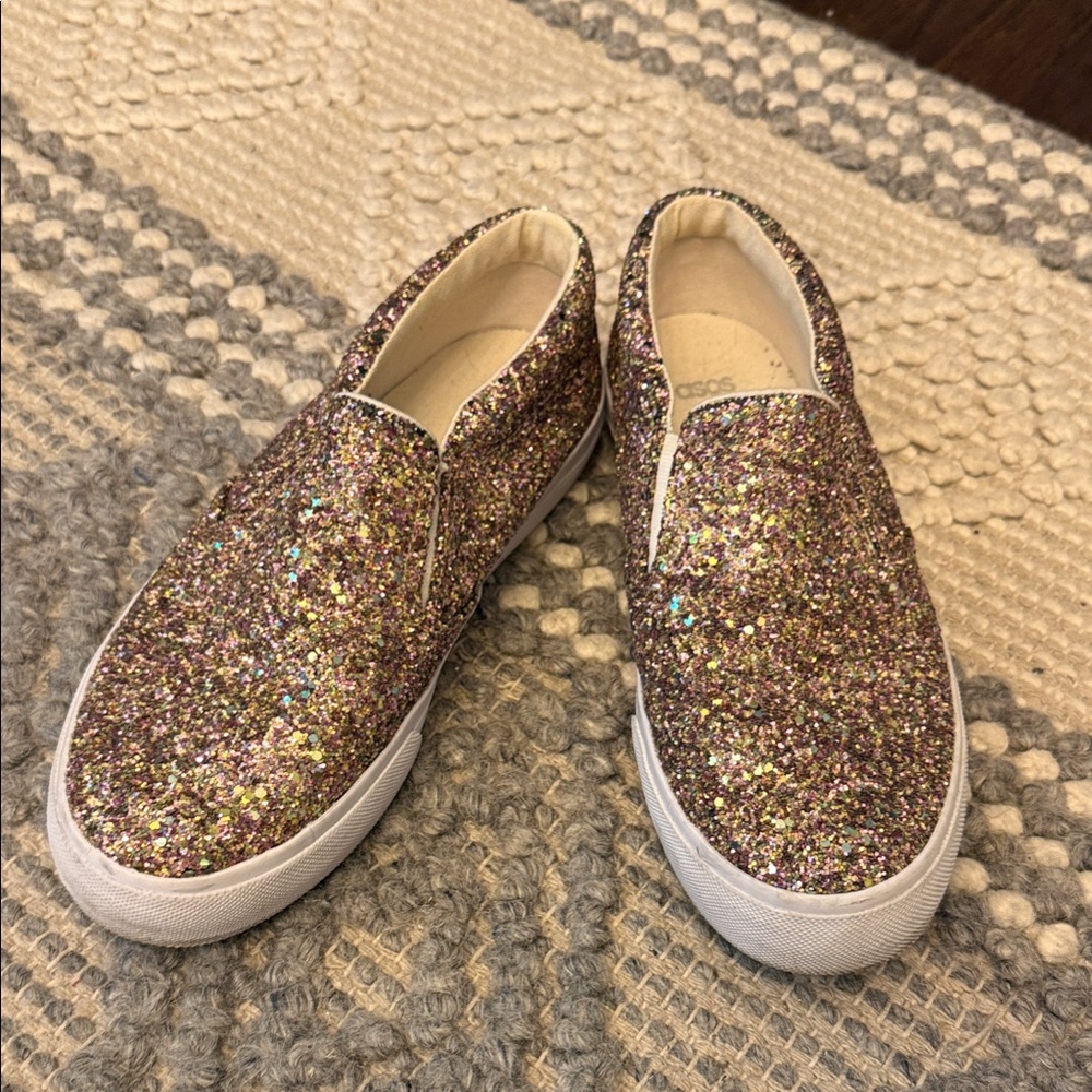 ASOS Glitter Slip-On Sneakers - Pink Gold Glitter